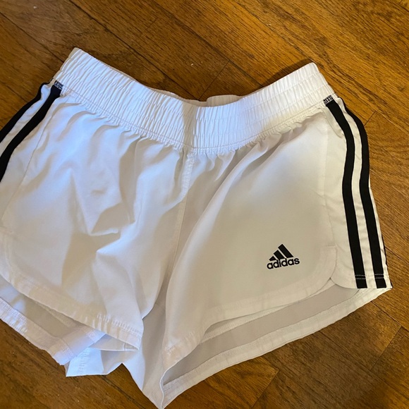 Adidas Women's White and Black Athletic Shorts - Picture 1 of 3